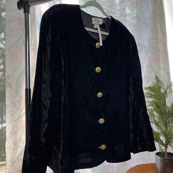 Vintage Black velvet button-up jacket ⚜️ - Picture 6 of 7